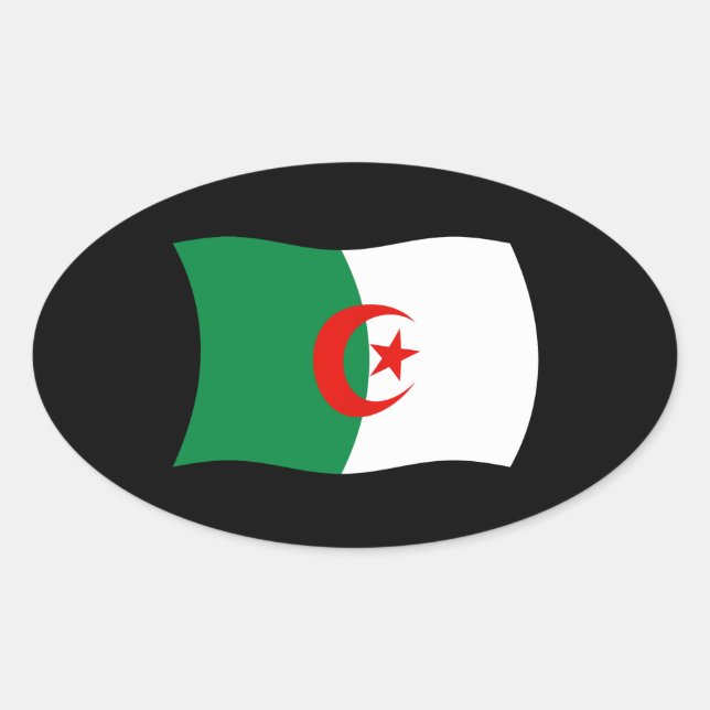 Ovale Sticker pour drapeau d'Algérie (Devant)