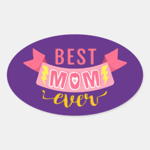 Ovale Sticker pour la fête des mères dans le style rétro