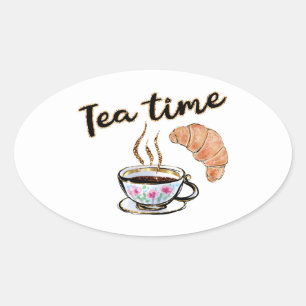 Ovale sticker pour le planificateur de temps de thé, cad