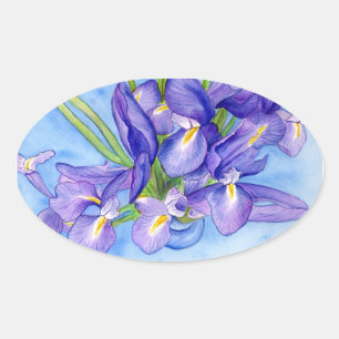 Ovale Sticker pour peinture à la fleur d'Iris
