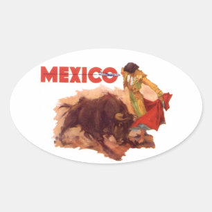 Ovale Sticker Vintage Mexique Travel Sticker
