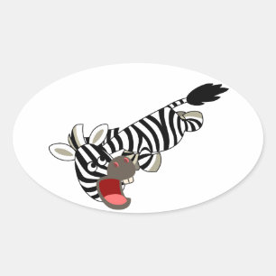 Ovale Sticker Zebra pour caricature à carreaux mignons
