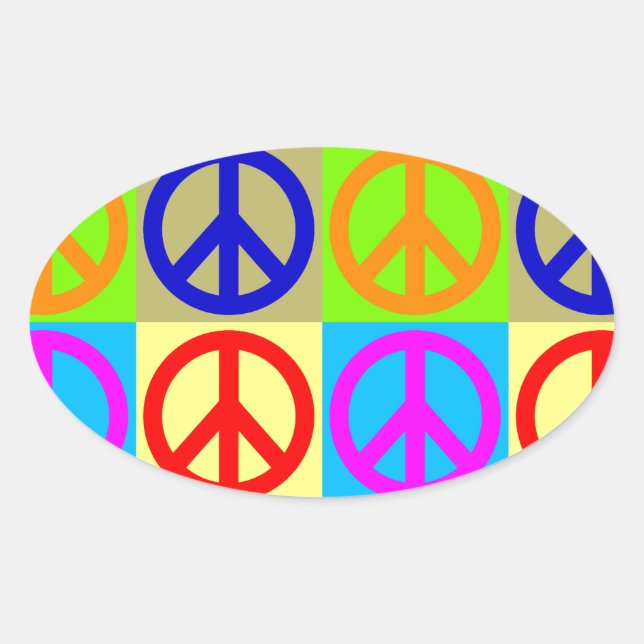 Ovale Symbole Pop Art Peace Sticker Oval (Devant)