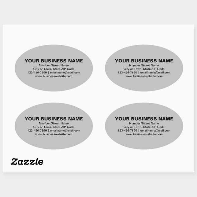 Ovale Textes simples Marque d'affaires sur Sticker gris  (Feuille)