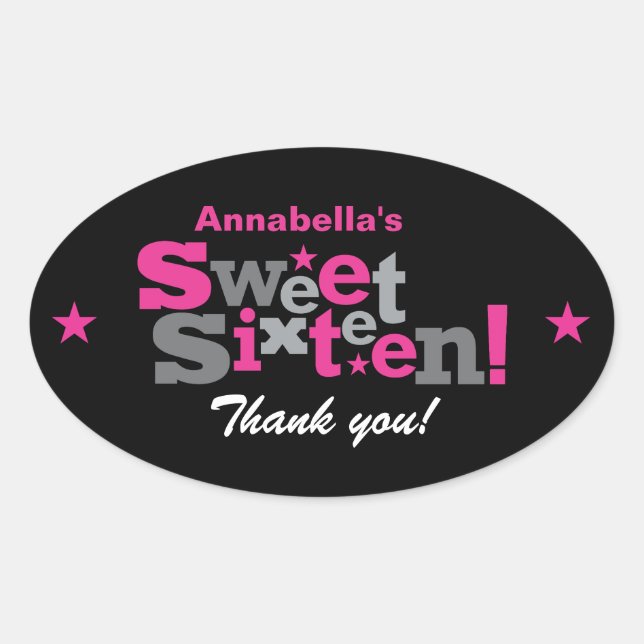Ovale Type fluctuant Sweet 16 Sticker (Devant)