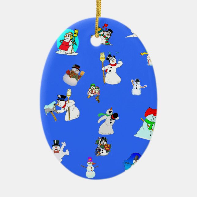 ovale Verzierung der Schneemänner Weihnachts Keramik Ornament (Vorne)