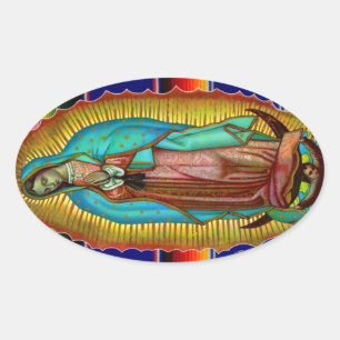 Ovale Vierge Marie Notre-Dame de Guadalupe Tilma Sticker