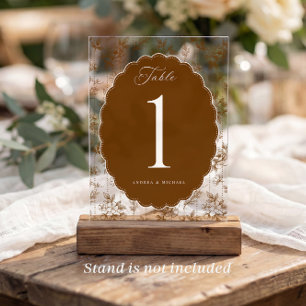 Ovale Vintage-Rahmen Braune Hochzeitstisch-Nummern Acryleinladungen