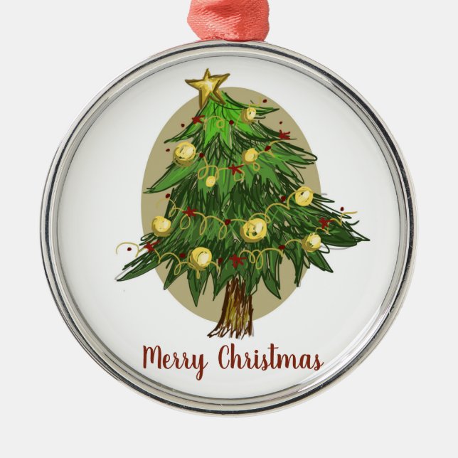 Ovale Weihnachtsbaumverzierung Ornament Aus Metall (Vorne)