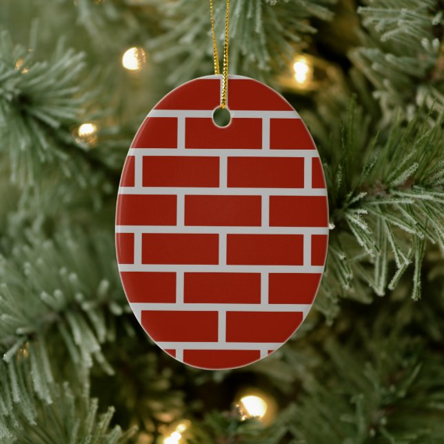 Ovale Ziegel (Brick Red & Gray) Keramik Ornament (Baum)