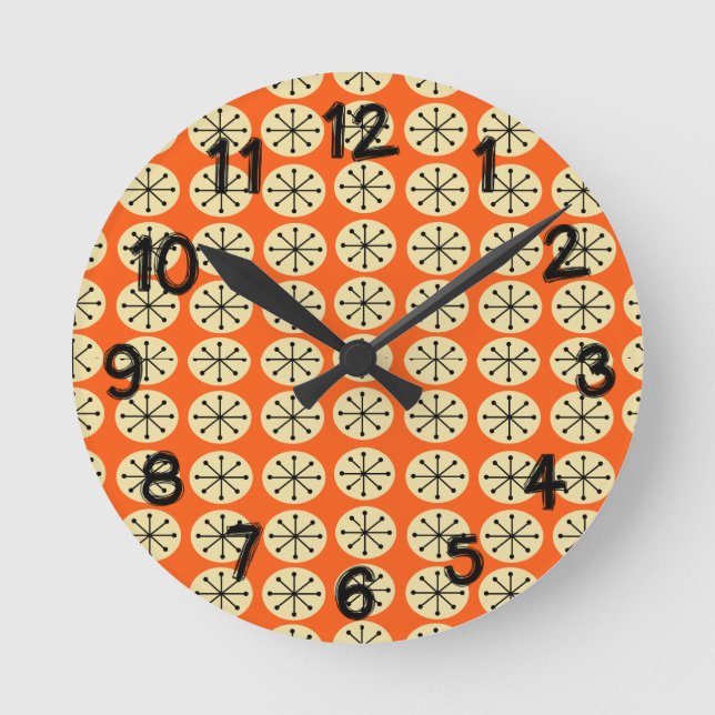 Ovalen und Sternexplosionen Runde Wanduhr (Vorderseite)