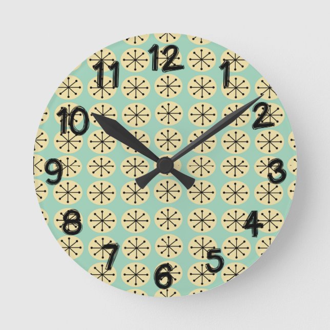 Ovalen und Sternexplosionen Runde Wanduhr (Vorderseite)