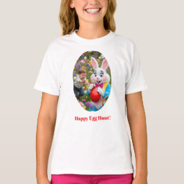 Ovaler Bilderrahmen Ostern mit Hase und Kind T-Shirt