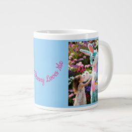 Ovaler Rahmen Blau Osterhasen und Kinderfotos Jumbo-Tasse