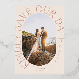 Ovales Foto mit Save the Date gebogener Folie Folieneinladung