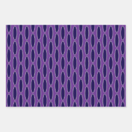 Ovales Lila Kettenmuster Geschenkpapier Set