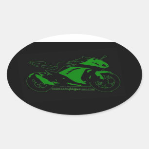 Ovales Motorradforumaufklebergrün und -SCHWARZES Ovaler Aufkleber