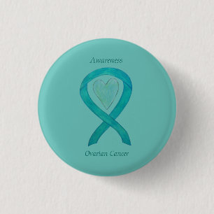 Ovarialkarzinom Aquamarines Bewusstsein Band Herz Button