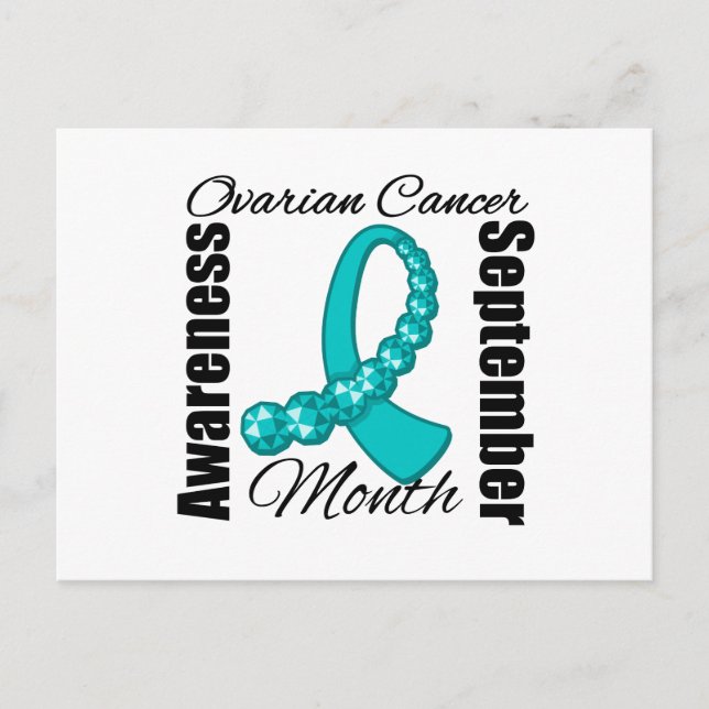 Ovarialkarzinom Aufklärungsmonat Gemstone Ribbon Postkarte (Vorderseite)