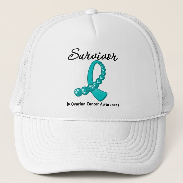 Ovarialkarzinom Besiedelung Gemstone Ribbon Truckerkappe (Vorderseite)