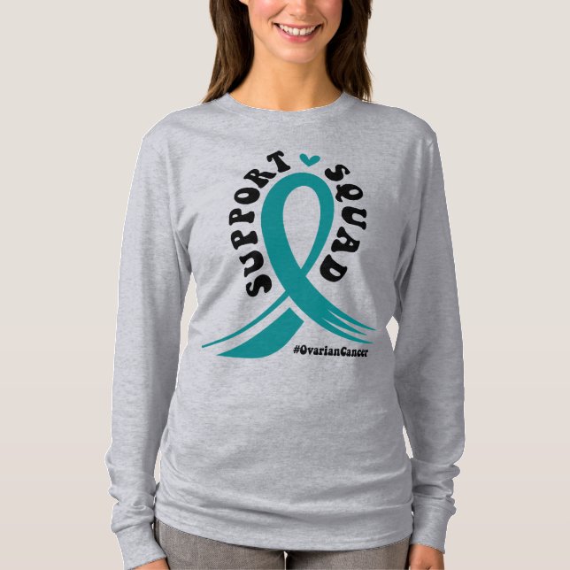 Ovarialkarzinom Monat Aquamarine Schleife T-Shirt (Vorderseite)