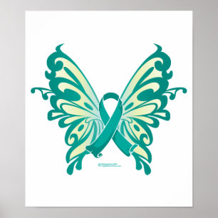 Ovarialkarzinom-Ribbon-Schmetterling Poster