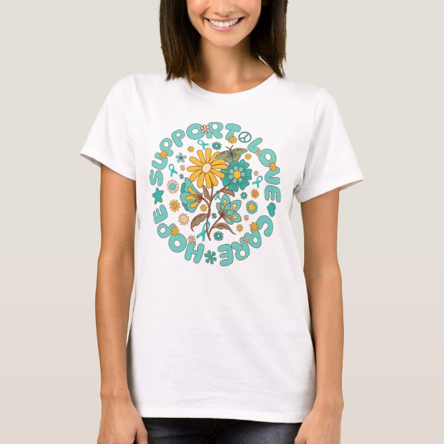 Ovarialkarzinom unterstützt die Pflege der Liebe T-Shirt (Vorderseite)