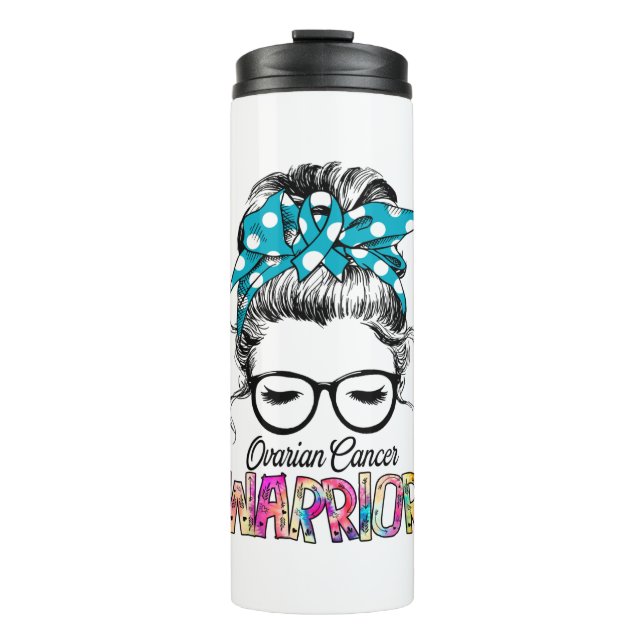 Ovarian Cancer Awareness Month Ribbon Gifts Thermosbecher (Vorderseite)
