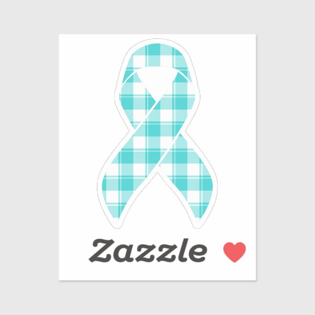 Ovarian Cancer Awareness Plaid Ribbon Teal Aufkleber (Blatt)