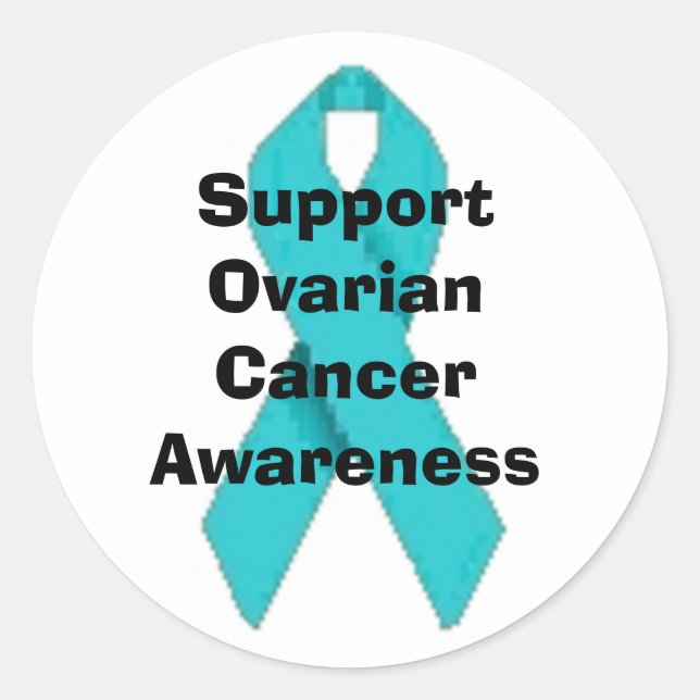 OVARIANKREBS AQUAMARINER RIBBON-STICKER RUNDER AUFKLEBER (Vorderseite)