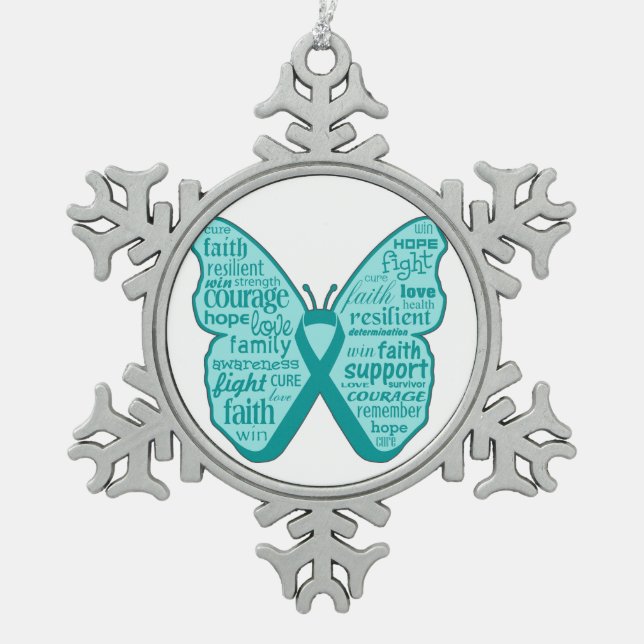 Ovarielle Krebsschmetterlingskollektion Schneeflocken Zinn-Ornament (Vorderseite)