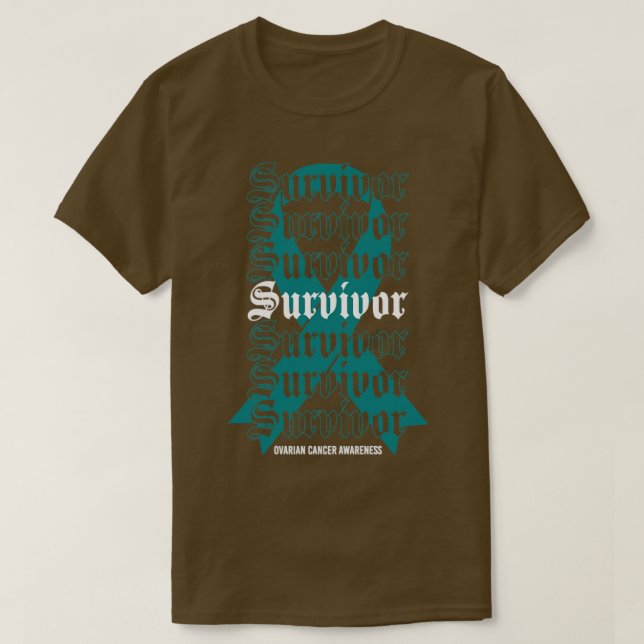 Ovarielles Krebsbewusstsein Überlebender Aquamarin T-Shirt (Design vorne)