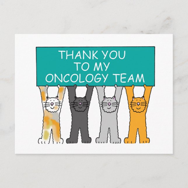 Ovarielles Onkologie Team Danke, Cartoon Cats. Postkarte (Vorderseite)