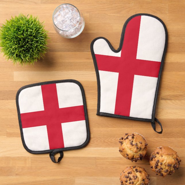 Oven Mitt and Pot Holders, England flag Ofenhandschuh & Topflappen-Set (Oben Unten)