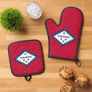 Oven Mitt and Pot Holders mit der Flagge von Akans Ofenhandschuh & Topflappen-Set