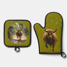 Oven Mitt and Pot Holders Ofenhandschuh & Topflappen-Set