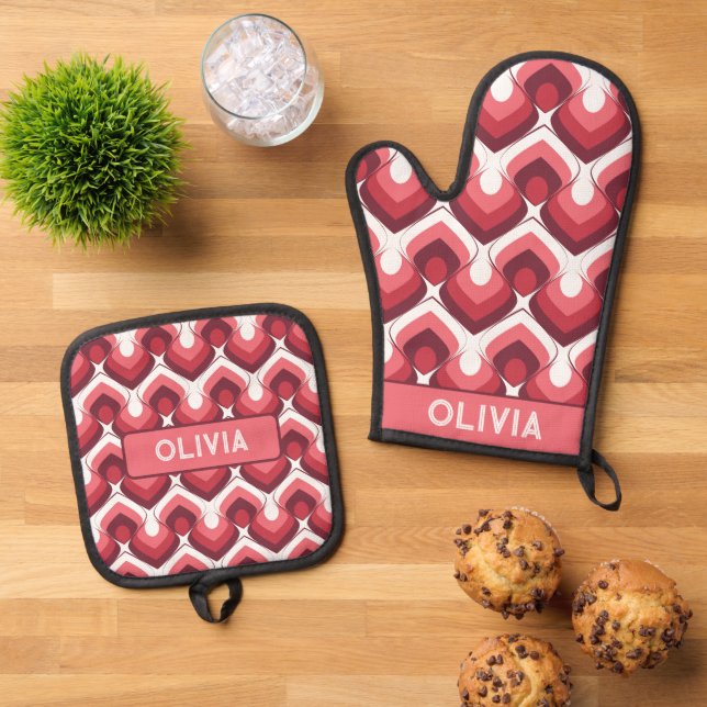Oven Mitt and Pot Holders Ofenhandschuh & Topflappen-Set (Oben Unten)