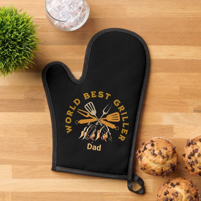 Oven Mitt and Pot Holdings World Best Griller Vate Ofenhandschuh (Oben unten)