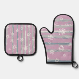Oven Mitt & Pot Holders – Gingham Orchard Ofenhandschuh & Topflappen-Set