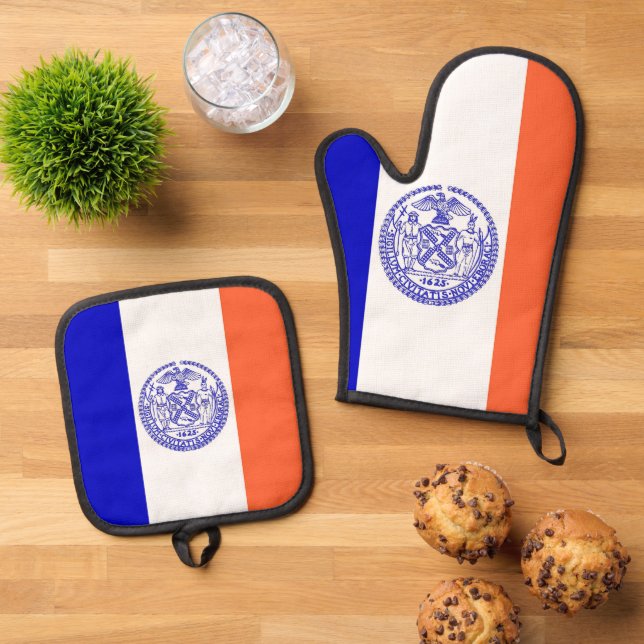 Oven Mitt, Pot Holders mit der Flagge New Yorks, U Ofenhandschuh & Topflappen-Set (Oben Unten)