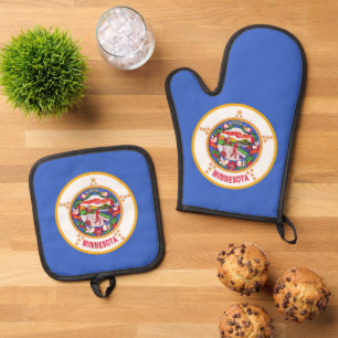 Oven Mitt, Pot Holders mit der Flagge von Minnesot Ofenhandschuh & Topflappen-Set