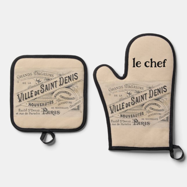 Oven Mitt & Pot Holders Paris Frankreich Ofenhandschuh & Topflappen-Set (Vorderseite)