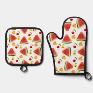 Oven Mitt & Pot Holders Watermelon Birnen Ofenhandschuh & Topflappen-Set