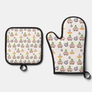 Oven Mitt & Pot Holders Zwiebel Ofenhandschuh & Topflappen-Set