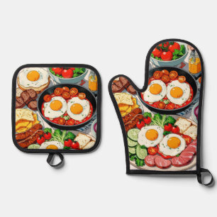 Oven Mitt und Pot Holder Ofenhandschuh & Topflappen-Set