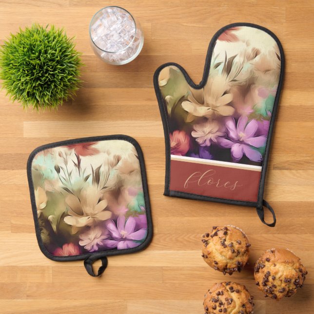 Oven Mitt und Pot Holder Ofenhandschuh & Topflappen-Set (Oben Unten)
