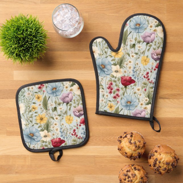 Oven Mitt und Pot Holder Ofenhandschuh & Topflappen-Set (Oben Unten)