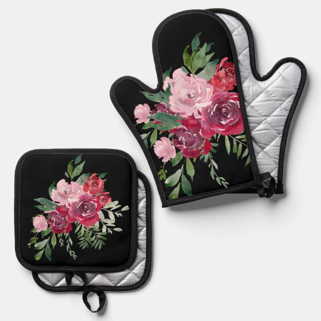 Oven Mitt und Pot Holder Ofenhandschuh & Topflappen-Set (Vorderseite/Rückseite)