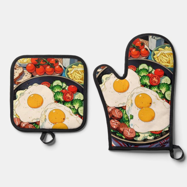 Oven Mitt und Pot Holder Ofenhandschuh & Topflappen-Set (Vorderseite)