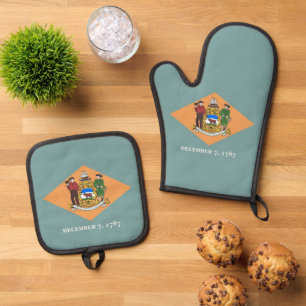 Oven Mitt und Pot Holders mit der Flagge von Delaw Ofenhandschuh & Topflappen-Set